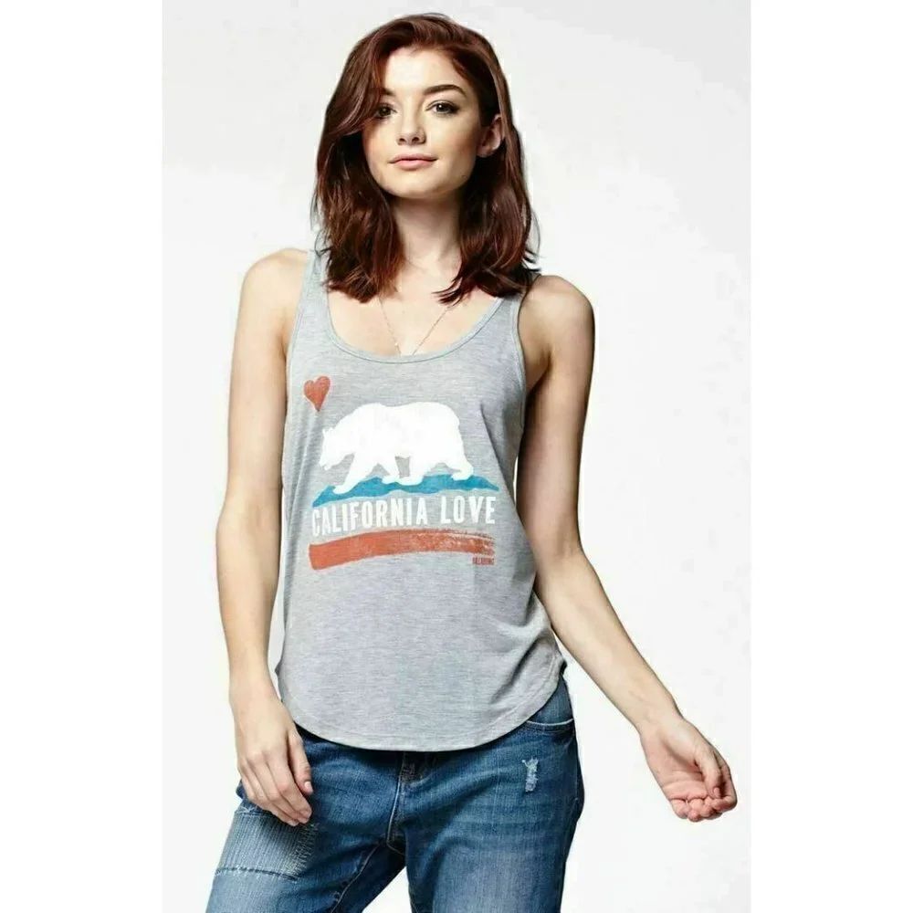 Billabong Women's Gray just like us Casual Scoop Tank Top Size M